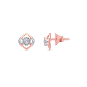 Diamond Halo Hexa Studs - 18K Jewellery