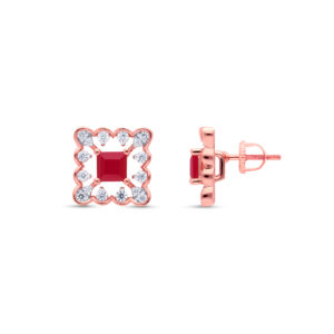 Scarlet Square Halo Diamond Studs - 18K Jewellery