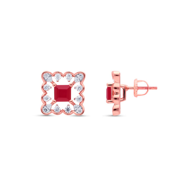 Scarlet Square Halo Diamond Studs - 18K Jewellery