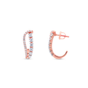 Diamond Curve Hoop Studs - 18K Jewellery