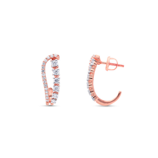Diamond Curve Hoop Studs - 18K Jewellery