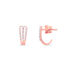Twin Row Diamond Hoop Studs - 18K Jewellery