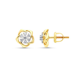 Floral Gold Diamond Studs - 18K Jewellery