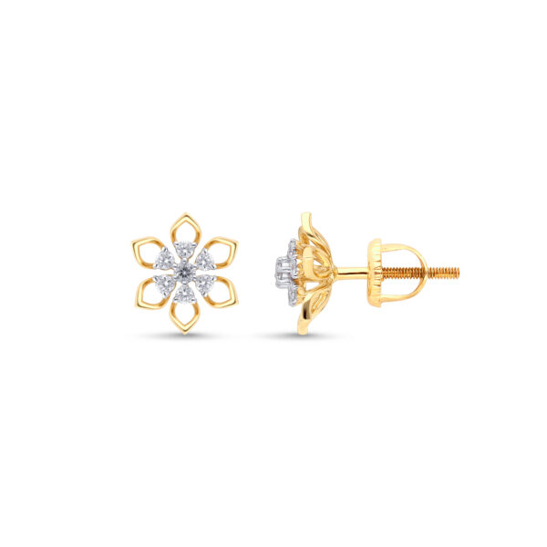 Golden Flora Diamond Studs - 18K Jewellery