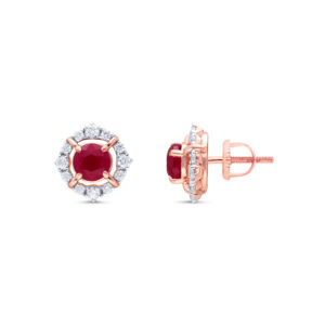 Crimson Round Diamond Studs - 18K Jewellery