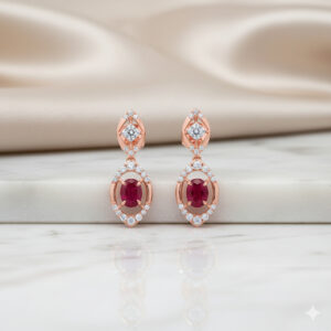 Crimson Dusk Diamond Earrings - 18K Jewellery