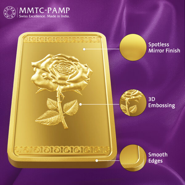 MMTC PAMP 24K (999.9) Rose 10gm Gold Bar