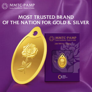 MMTC PAMP 24k (999.9) Rose Oval 1 gm Gold Coin