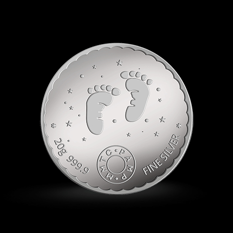 Simha's MMTC NEWBORN BABY (999.9) 20gm Silver Coin Simha's MMTC NEWBORN BABY (999.9) 20gm Silver Coin