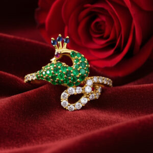 Peacock Whisper Gold Ring - 22K Jewellery