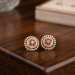 Pink Majesty Gold Studs- 22K Jewellery