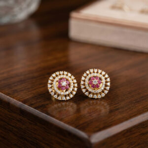 Pink Majesty Gold Studs- 22K Jewellery