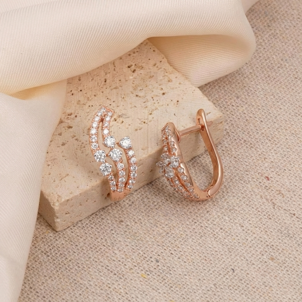 TWIN CURVE DIAMOND STUDS - 18K JEWELLERY TWIN CURVE DIAMOND STUDS - 18K JEWELLERY
