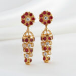 Crimson Jharokha Drop Gold Earrings - 22K Jewellery