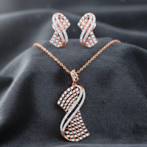 Twisted Sparkle Diamond Pendant Set - 18K Jewellery