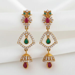 Navrang Jhumki Drop Gold Earrings - 22K Jewellery