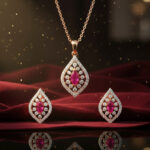 Velvet Crimson Diamond Pendant Set - 18K Jewellery