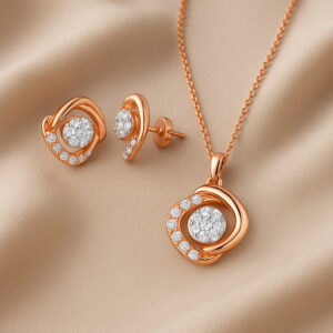 Celestial Orbit Diamond Pendant Set - 18K Jewellery
