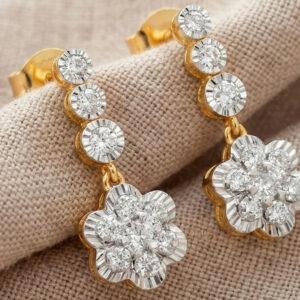 PETAL CASCADE DIAMOND DROP EARRINGS  - 18K JEWELLERY