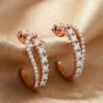 DIAMOND CURVE HOOP STUDS - 18K JEWELLERY