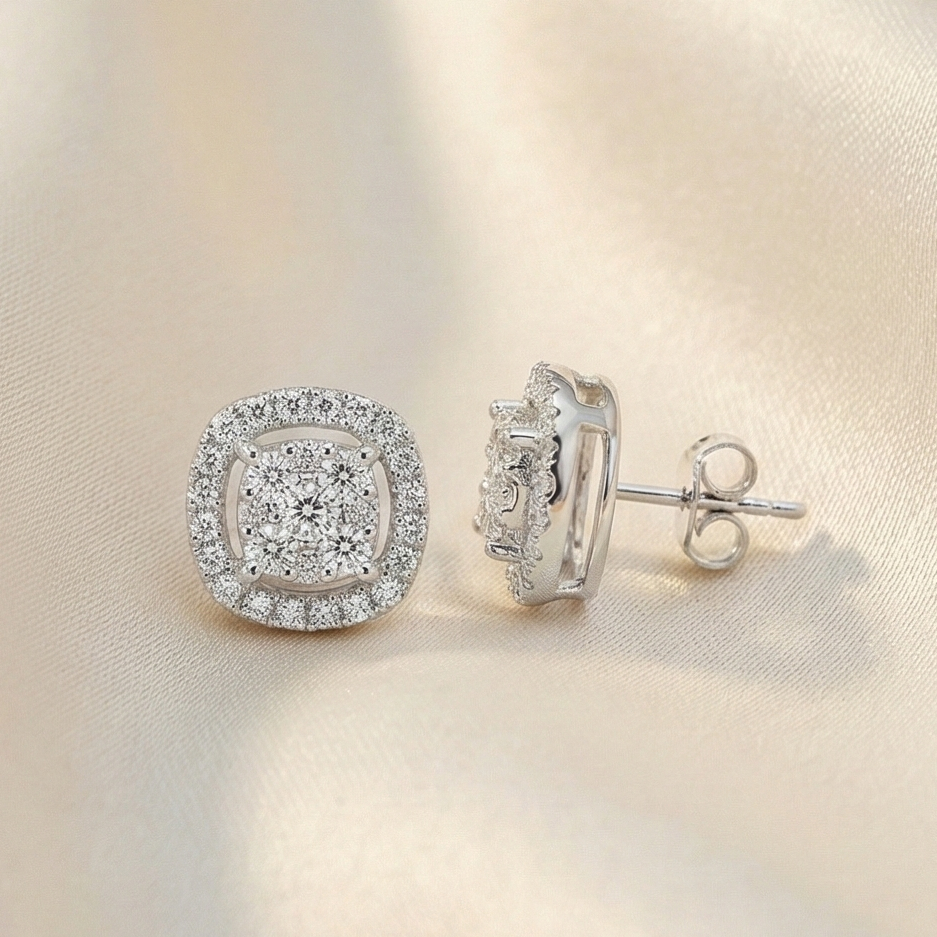 Shimmering Frame Diamond Studs - 18K Jewellery Shimmering Frame Diamond Studs - 18K Jewellery