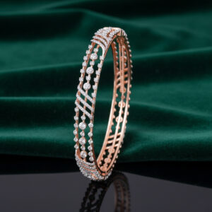 Glittering Wave Diamond Bangle - 18K Jewellery