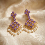 Purple Royale Pearl Gold Earrings - 22K Jewellery