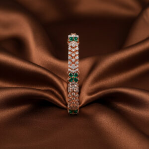 Emerald Blossom Diamond Bangle - 18K Jewellery