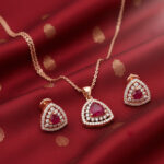 Crimson Mesh Diamond Pendant Set - 18K Jewellery