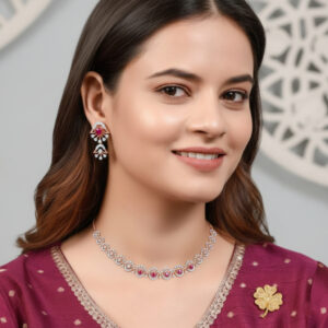 Crimson Dewlight Diamond Set  - 18K Jewellery