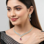 Crimson Dewdrop Diamond Set - 18K Jewellery