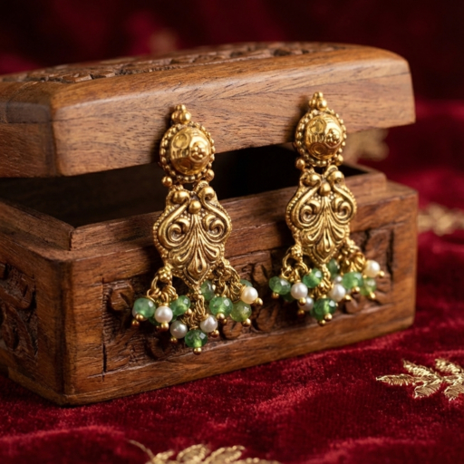 Vanika Temple Gold Earrings - 22K Jewellery Vanika Temple Gold Earrings - 22K Jewellery