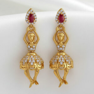 Nritya Rani Temple Drop Gold Earrings - 22K Jewellery