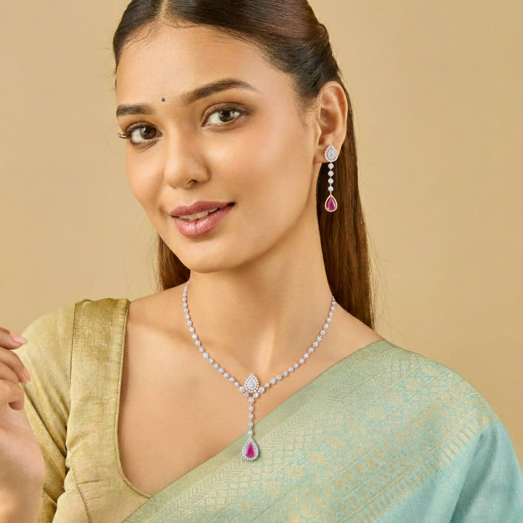 Blush Teardrop Charm Diamond Set - 18K Jewellery Blush Teardrop Charm Diamond Set - 18K Jewellery