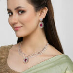 Royal Ruby Drop Diamond Set - 18K Jewellery