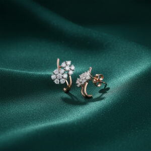 FLORAL BLOOM DIAMOND HOOP EARRINGS- 18K JEWELLERY