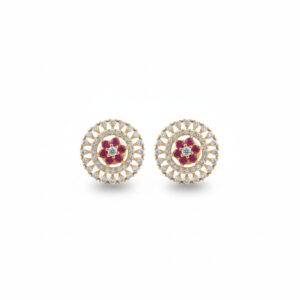 Pink Majesty Gold Studs- 22K Jewellery