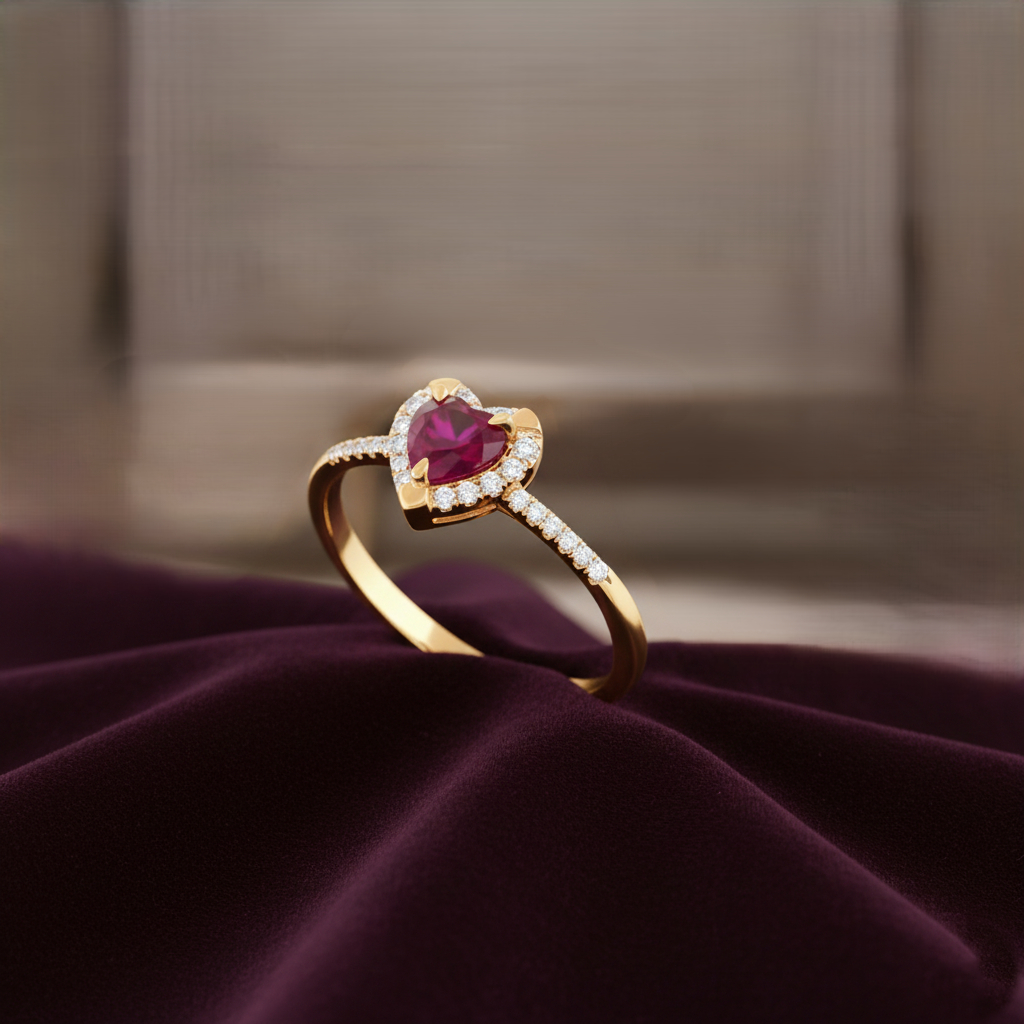 CRIMSON HEART DIAMOND RING - 18K JEWELLERY CRIMSON HEART DIAMOND RING - 18K JEWELLERY