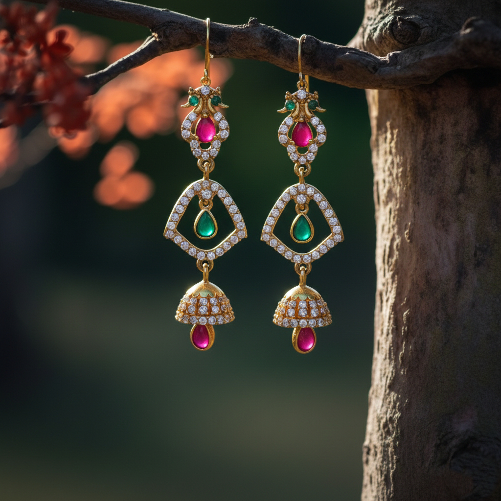 Navrang Jhumki Drop Gold Earrings - 22K Jewellery Navrang Jhumki Drop Gold Earrings - 22K Jewellery
