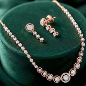 Crystal Halo Elegance Diamond Set  - 18K Jewellery