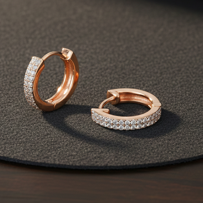 HALF HOOP DIAMOND STUDS - 18K JEWELLERY HALF HOOP DIAMOND STUDS - 18K JEWELLERY