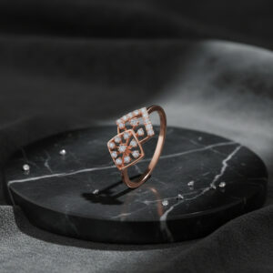 Twin Square Sparkle Diamond Ring - 18K Jewellery