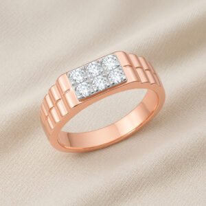 Grooved Band Men's Diamond Ring - 18K Jewellery