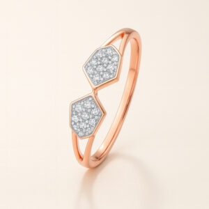 TWIN SPARKLE HEXA DIAMOND RING - 18K JEWELLERY