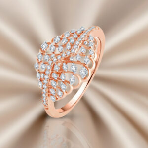 SPARKLING FEATHER DIAMOND RING - 18K JEWELLERY