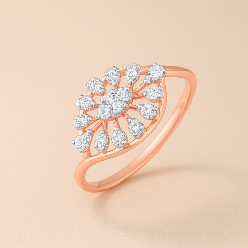 ELEGANT FLORAL DIAMOND RING - 18K JEWELLERY ELEGANT FLORAL DIAMOND RING - 18K JEWELLERY