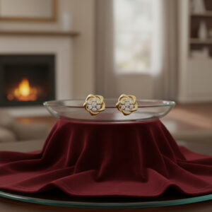 FLORAL GOLD DIAMOND STUDS - 18K JEWELLERY