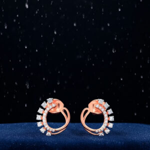 DIAMOND CROWN HOOP STUDS - 18K JEWELLERY