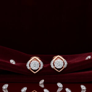 DIAMOND HALO HEXA STUDS - 18K JEWELLERY