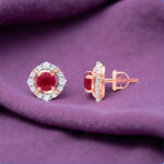 CRIMSON ROUND DIAMOND STUDS - 18K JEWELLERY